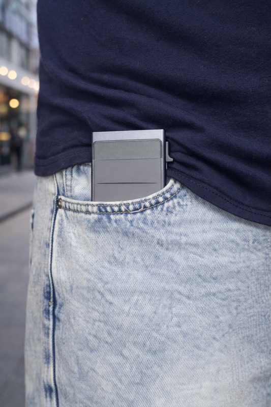 Portacarte Slim RFID in Alluminio-Grigio Satinato|Elnoris