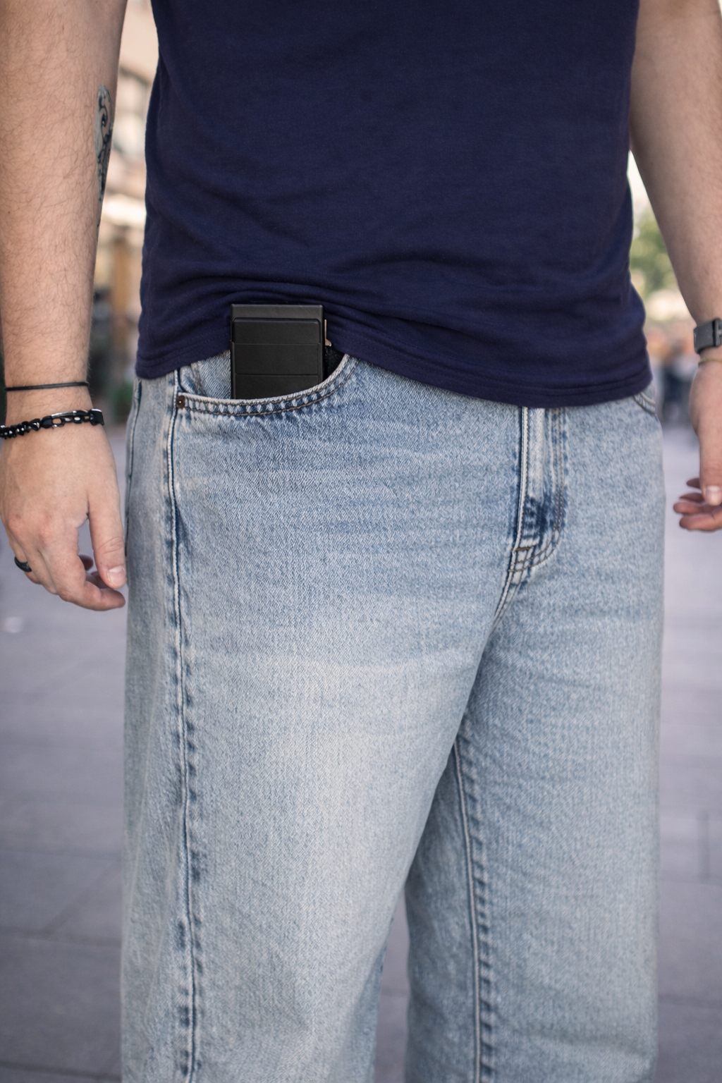 Portacarte Slim RFID – Nero Satinato | Elnoris